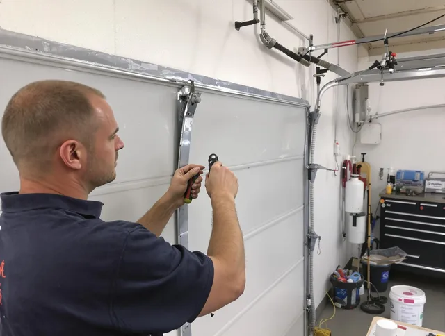 Before and after garage door dent repair by West Hartford Garage Door Repair in West Hartford