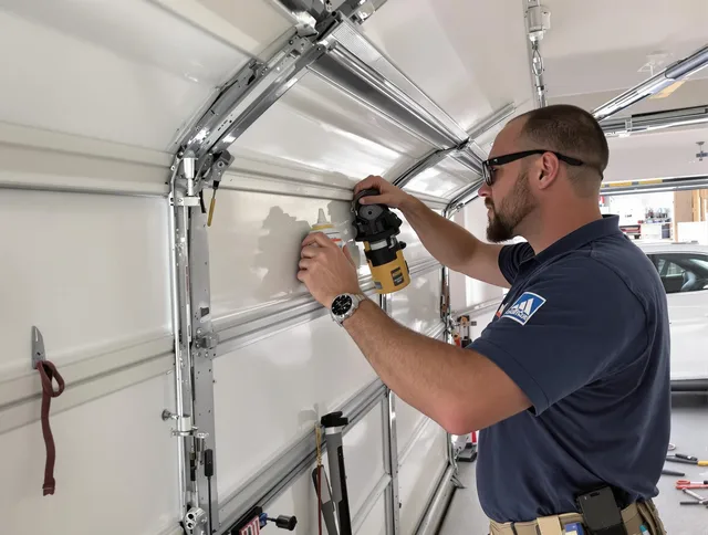 West Hartford Garage Door Repair technician quieting a noisy garage door in West Hartford