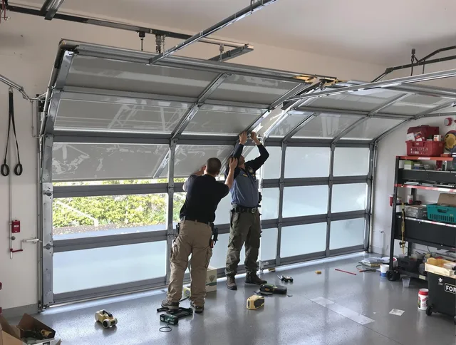 West Hartford Garage Door Repair expert performing precise panel replacement on West Hartford garage door